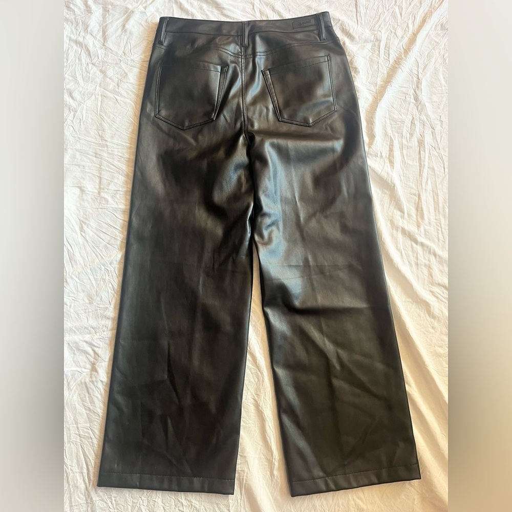 Blank NYC Black Faux Leather The Franklin Ribcage Wide-Leg Pants Size 30 - Picture 14 of 16